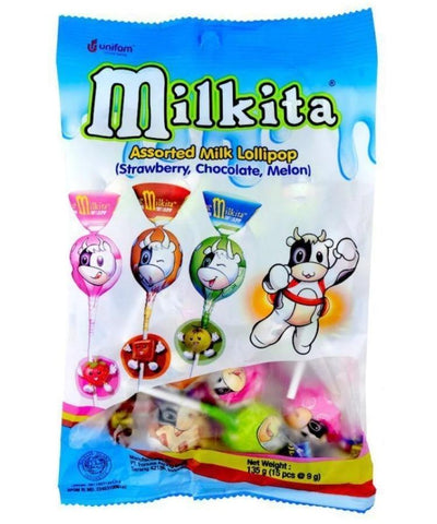 Milkita Lollipop Strawberry Chocolate Melon 15's 135g