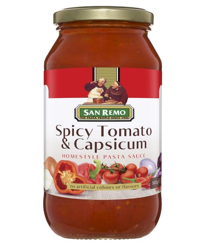 San Remo Spicy Tomato & Capsicum Pasta Sauce 500g