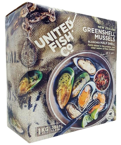 United Fish Co. Greenshell Mussels Half Shell 1Kg