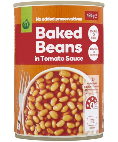 Woolworths Baked Beans in Tomato Sauce 420g