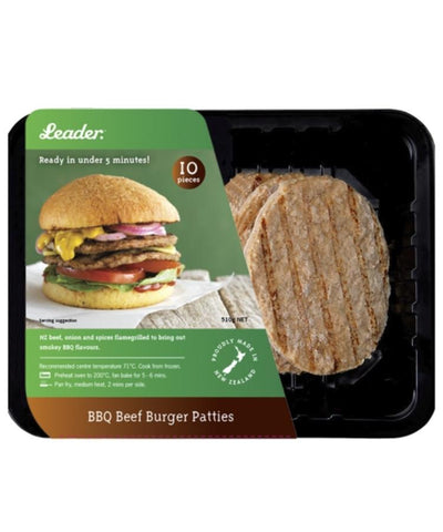 Leader BBQ Beef Burger Patties 510g 10's