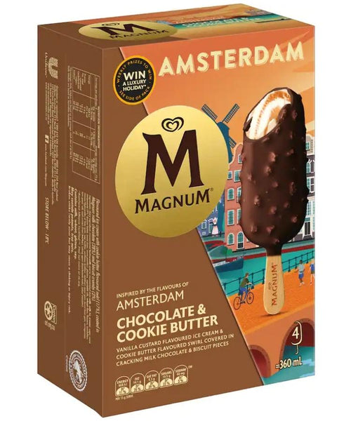 Magnum Ice Cream Amsterdam Chocolate & Cookie Butter 360ml 4's