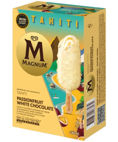 Magnum Ice Cream Tahiti Passionfruit White Chocolate 360ml 4's