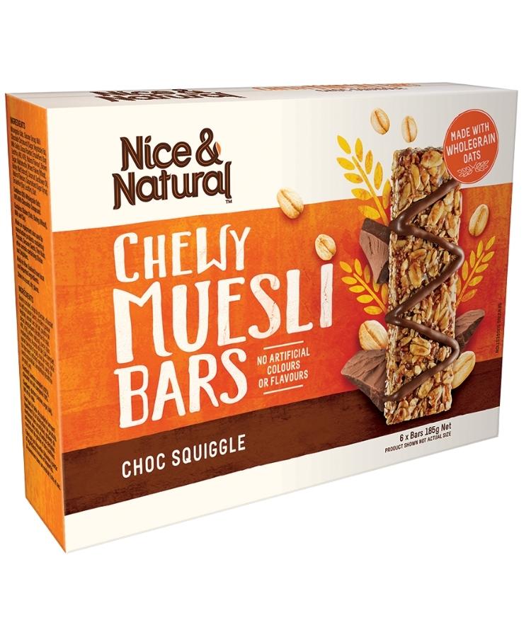 Nice & Natural Chewy Muesli Bars Choc Squiggle 185g 6's