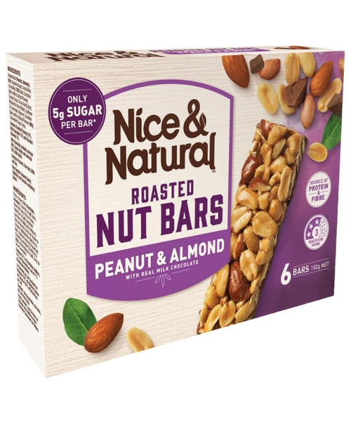 Nice & Natural Roasted Nut Bars Peanut & Almond 192g 6's