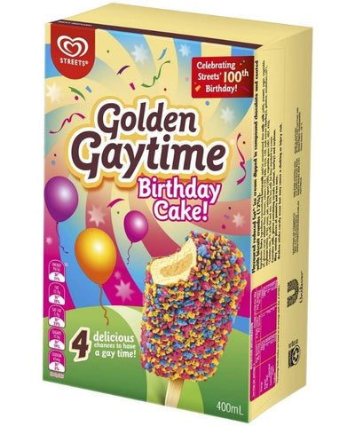 Streets Ice Cream Golden Gaytime Birthday Cake 400ml 4's