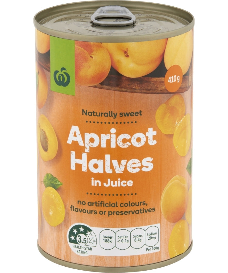 Woolworths Apricot Halves In Juice 410g