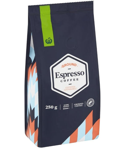 Woolworths Espresso Coffee Ground Dark Roast 250g