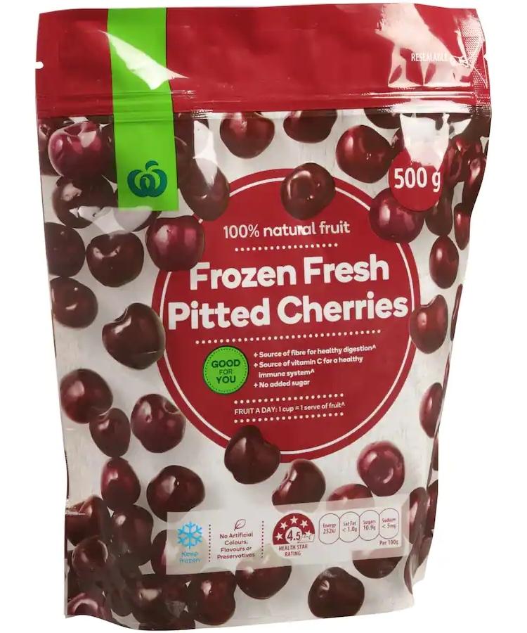 Woolworths Frozen Fresh Pitted Cherries 500g