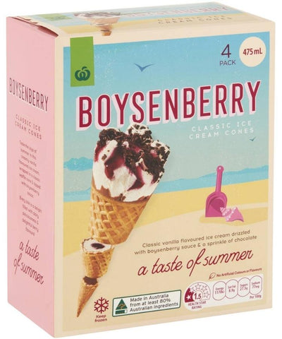 Woolworths Ice Cream Boysenberry 475ml 4's