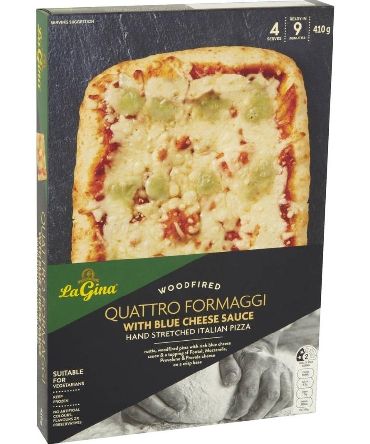 Woolworths La Gina Quattro Formaggi With Blue Cheese Sauce Woodfired Pizza 410g