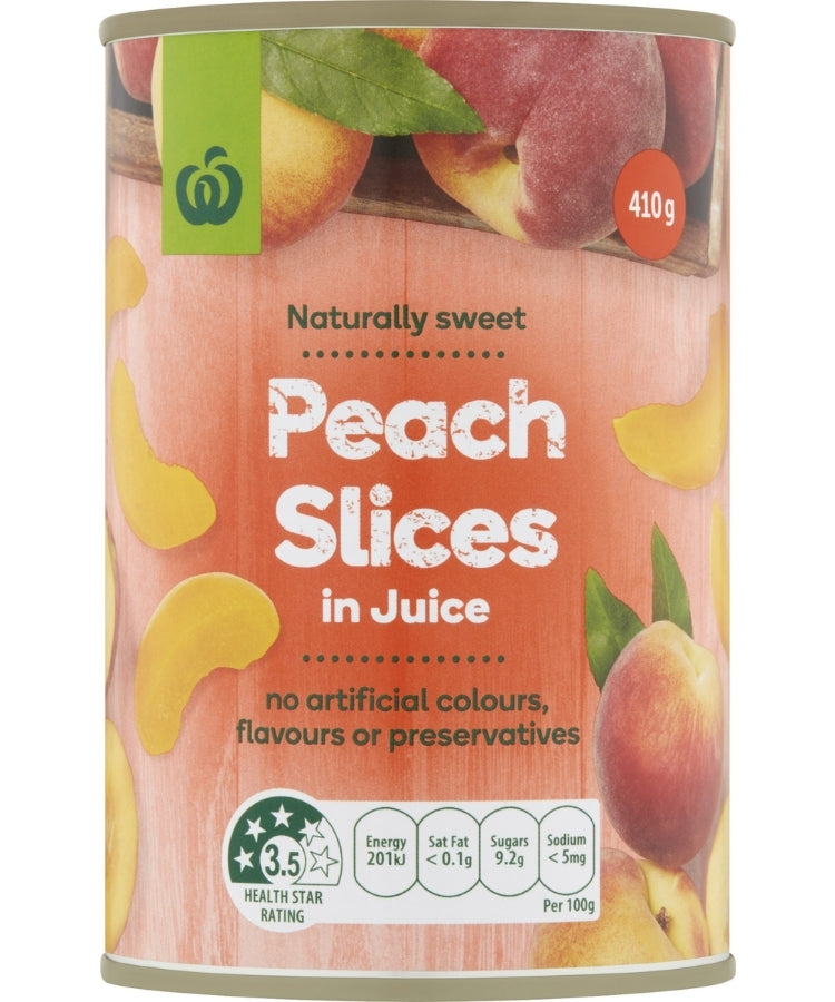 Woolworths Peach Slices In Juice 410g