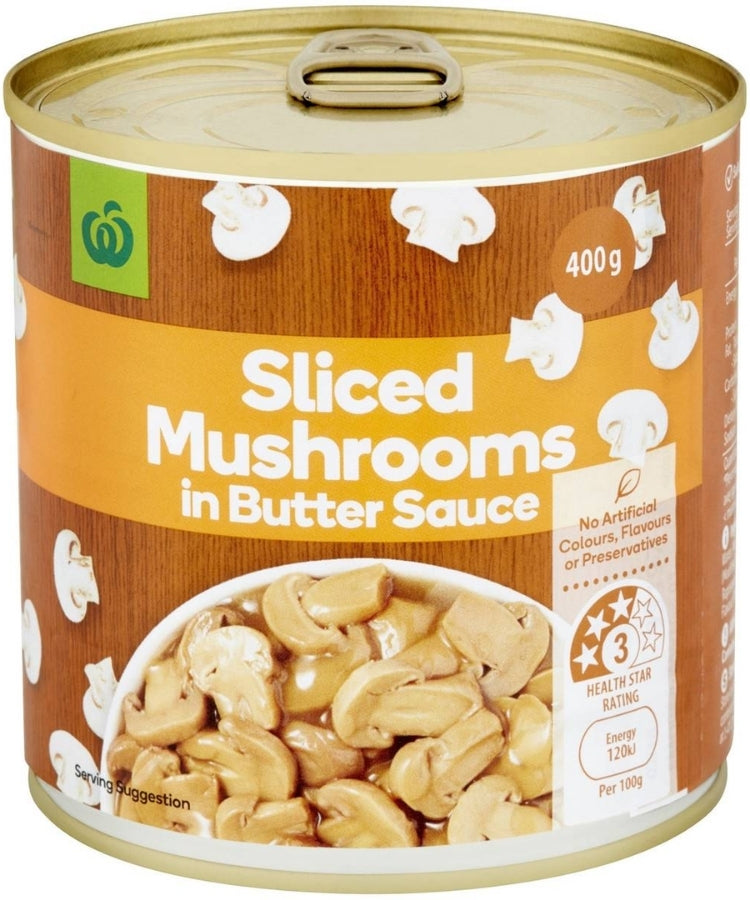 Woolworths Sliced Mushrooms In Butter Sauce 400g