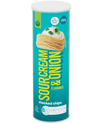 Woolworths Stacked Chips Sour Cream & Onion 160g